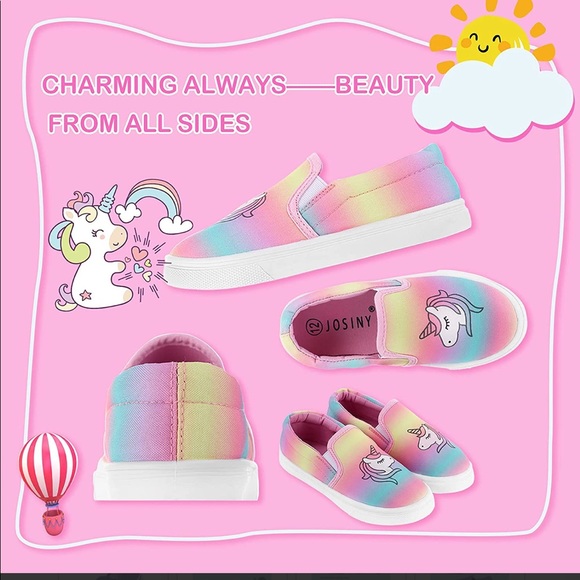 New JOSINY Kids Shoes  Casual Canvas Sneakers Slip On Lazy Tennis Loafers - Picture 10 of 15